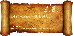 Lőwinger Babett névjegykártya
